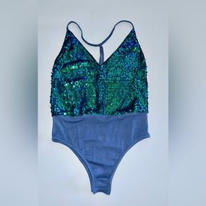 Sequin halter body suit